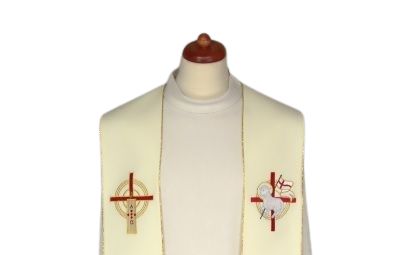 Stuła haftowana Baranek Boży (A1) - zdjęcie 2 - Stuła haftowana Baranek Boży (A1)