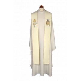 Stuła haftowana Maryjna - Emblemat M, korona (15) - EUCHARYSTYCZNE - Nowość