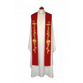 Stuła haftowana - kolory liturgiczne, bogaty haft (12) - EUCHARYSTYCZNE - Nowość