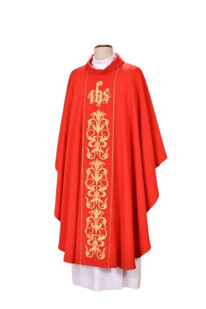 Ornat czerwony haftowany - IHS (26)