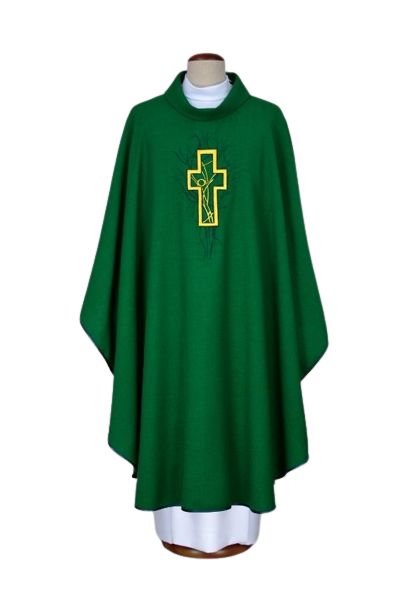 Ornat haftowany zielony  - krzyż (10)