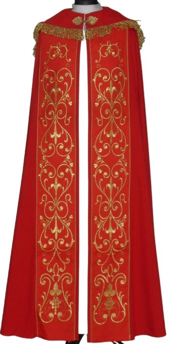 Kapa czerwona IHS + stuła - KAPY LITURGICZNE