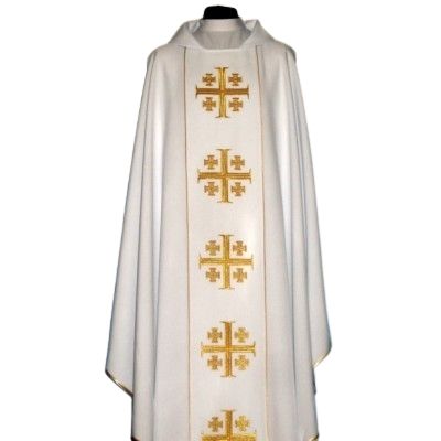 Ornat Krzyże Jerozolimskie z komputerowo haftowanym pasem (9) - zdjęcie 2 - Ornat Krzyże Jerozolimskie z komputerowo haftowanym pasem (9)