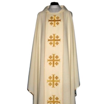 Ornat Krzyże Jerozolimskie z komputerowo haftowanym pasem (9) - zdjęcie 4 - Ornat Krzyże Jerozolimskie z komputerowo haftowanym pasem (9)