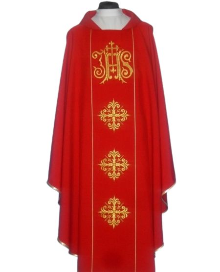 Ornat IHS z komputerowo haftowanym pasem (11) - zdjęcie 2 - Ornat IHS z komputerowo haftowanym pasem (11)