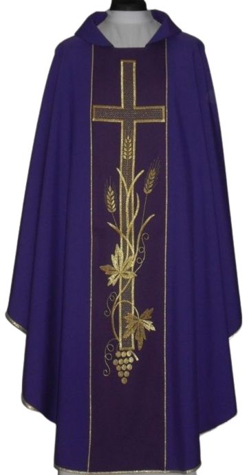 Ornat z komputerowo haftowanym pasem, kolory liturgiczne (14) - zdjęcie 5 - Ornat z komputerowo haftowanym pasem (14)