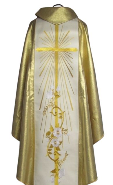 Ornat ślubny z szerokim złotym pasem - zdjęcie 2 - Ornat ślubny z szerokim złotym pasem