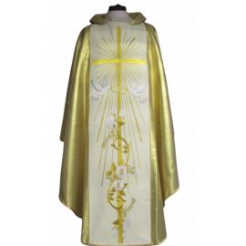 Ornat ślubny z szerokim złotym pasem