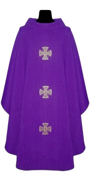 Ornat z lnu - kolory liturgiczne krzyż - zdjęcie 2 - Ornat z lnu - kolory liturgiczne