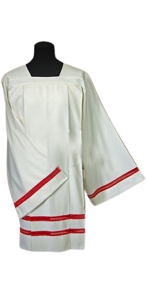 Komża kapłańska lniana - czerwona wstawka