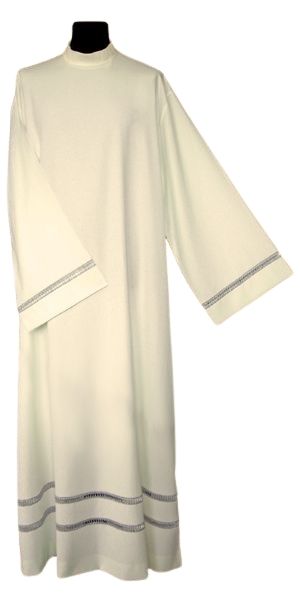 Alba kapłańska lniana - srebrna wstawka