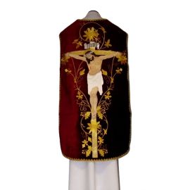 Ornat rzymski aksamit - Jezus ukrzyżowany (18) - Ornaty rzymskie - Nowość