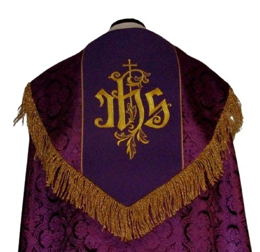 Kapa haftowana - IHS (kolory liturgiczne) - rozeta - zdjęcie 2 - Kapa haftowana - IHS (kolory liturgiczne) - rozeta