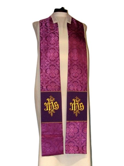 Kapa haftowana - IHS fiolet - rozeta (1) - zdjęcie 3 - Kapa haftowana - IHS  (kolory liturgiczne) - rozeta (1)