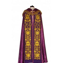 Kapa haftowana - IHS fiolet - rozeta (1) - KAPY LITURGICZNE - Nowość