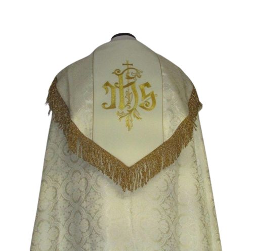 Kapa haftowana - IHS ecru - rozeta (1) - zdjęcie 2 - Kapa haftowana - IHS ecru - rozeta (1)