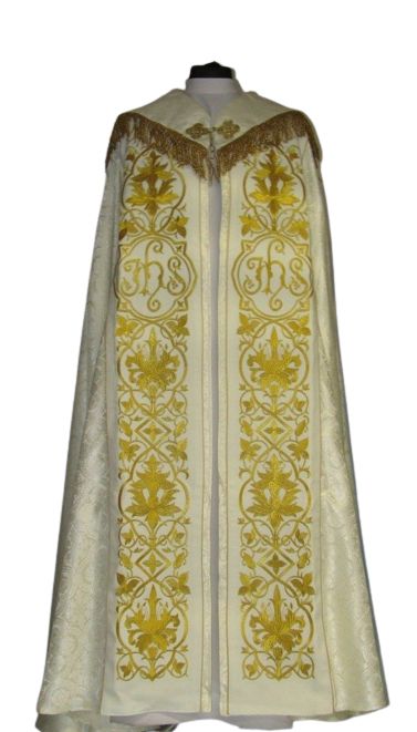 Kapa haftowana - IHS ecru - rozeta (1)