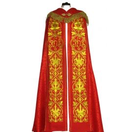 Kapa haftowana - IHS czerwona - rozeta (1) - KAPY LITURGICZNE - Nowość