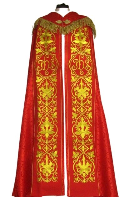 Kapa haftowana - IHS czerwona - rozeta (1)