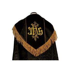 Kapa haftowana - IHS czarna - rozeta (1) - KAPY LITURGICZNE - Nowość