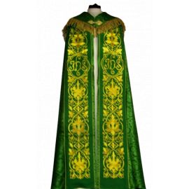 Kapa haftowana - IHS zielona - rozeta (1) - KAPY LITURGICZNE - Nowość