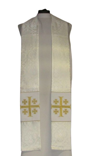 Kapa haftowana - Krzyż Jerozolimski biała - rozeta (3) - zdjęcie 3 - Kapa haftowana - Krzyż Jerozolimski biała - rozeta (3)