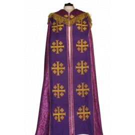 Kapa haftowana - Krzyż Jerozolimski fiolet - rozeta (3) - KAPY LITURGICZNE - Nowość