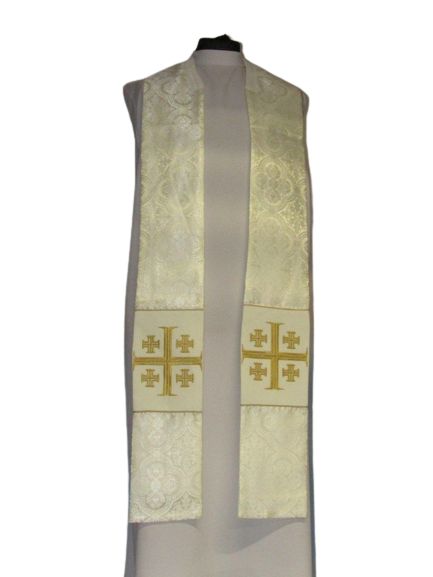 Kapa haftowana - Krzyż Jerozolimski ecru - rozeta (3) - zdjęcie 3 - Kapa haftowana - Krzyż Jerozolimski ecru - rozeta (3)