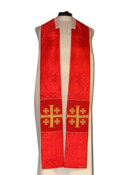 Kapa haftowana - Krzyż Jerozolimski czerwona - rozeta (3) - zdjęcie 3 - Kapa haftowana - Krzyż Jerozolimski czerwona - rozeta (3)