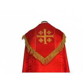 Kapa haftowana - Krzyż Jerozolimski czerwona - rozeta (3) - zdjęcie 2 - Kapa haftowana - Krzyż Jerozolimski czerwona - rozeta (3)