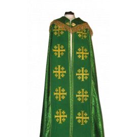 Kapa haftowana - Krzyż Jerozolimski zielona - rozeta (3) - KAPY LITURGICZNE - Nowość