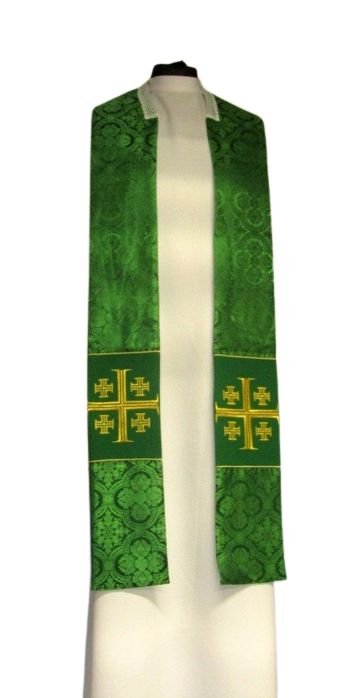 Kapa haftowana - Krzyż Jerozolimski zielona - rozeta (3) - zdjęcie 3 - Kapa haftowana - Krzyż Jerozolimski zielona - rozeta (3)