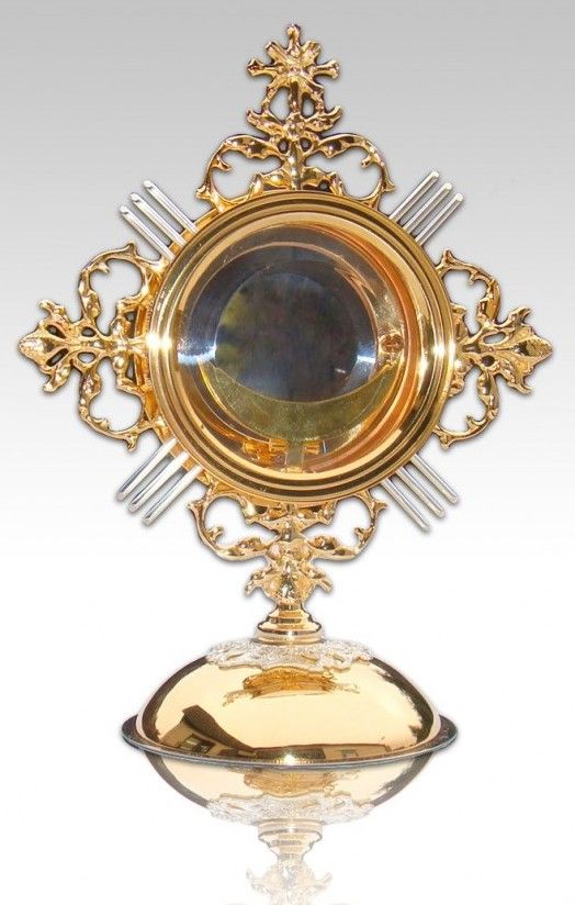 Monstrancja mosiężna, elementy srebrzone - 23 cm (S2)