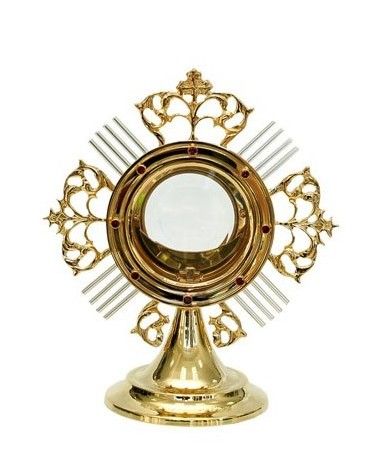 Monstrancja mosiężna, elementy srebrzone - 19 cm (S3)