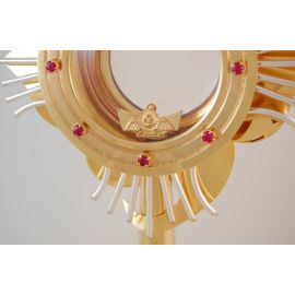 Monstrancja pozłacana, elementy srebrzone - 43 cm (S5) - zdjęcie 2 - Monstrancja pozłacana, elementy srebrzone - 43 cm (S5)