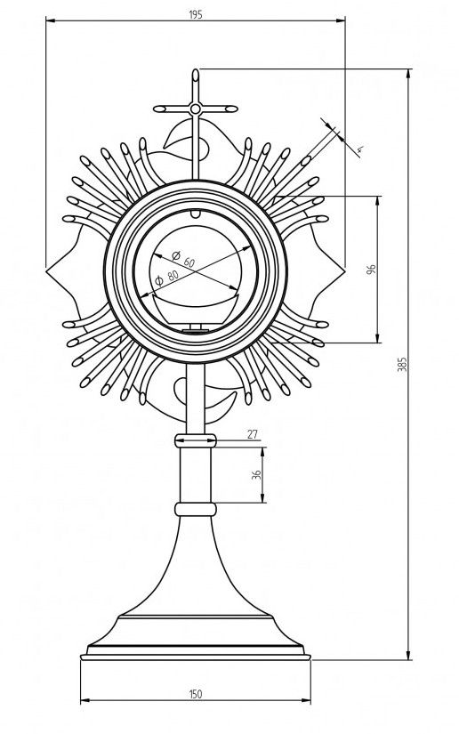 Monstrancja pozłacana, elementy srebrzone - 45 cm (S7) - zdjęcie 2 - Monstrancja pozłacana, elementy srebrzone - 45 cm (S7)