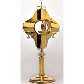 Monstrancja Alfa i Omega, pozłacana, elementy srebrzone - (S9) - zdjęcie 2 - Monstrancja Alfa i Omega, pozłacana, elementy srebrzone - (S9)