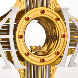 Monstrancja Alfa i Omega, pozłacana, elementy srebrzone - (S9) - zdjęcie 3 - Monstrancja Alfa i Omega, pozłacana, elementy srebrzone - (S9)
