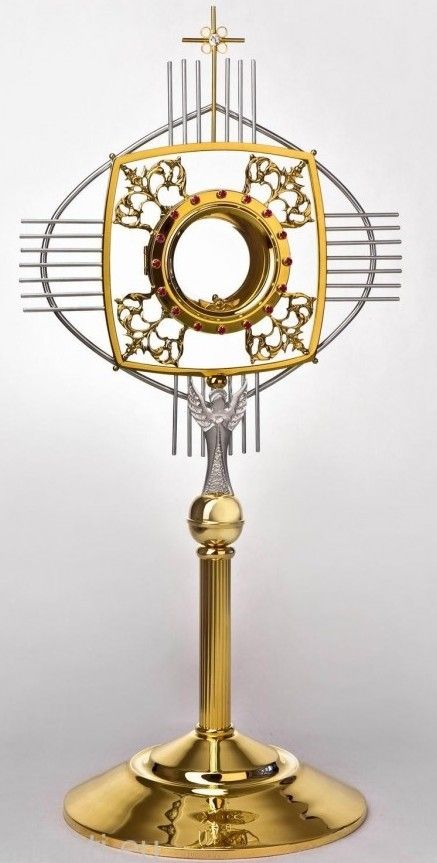 Monstrancja pozłacana, elementy srebrzone - (S12)