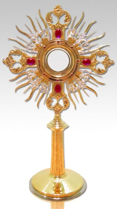 Monstrancja mosiężna, elementy srebrzone - 50 cm (S14)