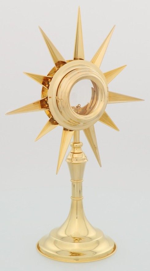 Monstrancja mosiężna, dekoracyjne kamienie - 44 cm (S18) - zdjęcie 2 - Monstrancja mosiężna, dekoracyjne kamienie - 44 cm (S18)