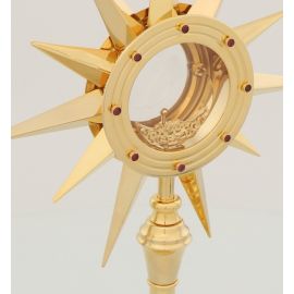 Monstrancja mosiężna, dekoracyjne kamienie - 44 cm (S18) - zdjęcie 3 - Monstrancja mosiężna, dekoracyjne kamienie - 44 cm (S18)