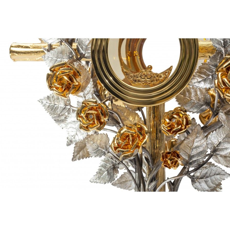 Monstrancja złocona w kształcie krzewu róży - 70 cm (S038) - zdjęcie 3 - Monstrancja złocona w kształcie krzewu róży - 70 cm (S038)