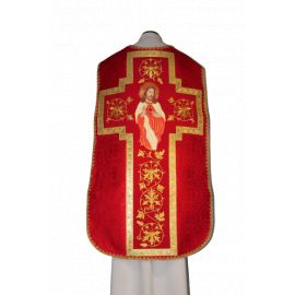 Ornat rzymski czerwony Serce Pana Jezusa (59) - Ornaty z Jezusem - Nowość