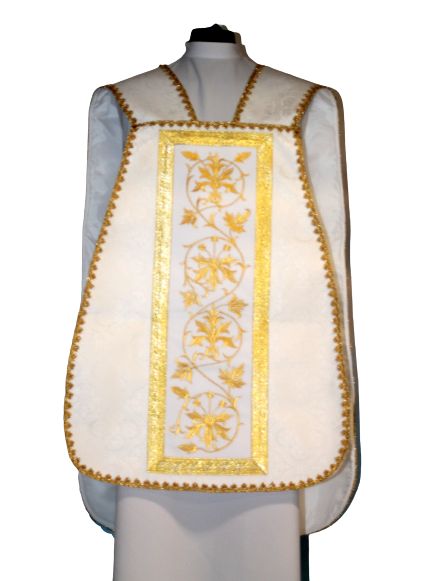Ornat rzymski ecru, rozeta IHS (55) - zdjęcie 2 - Ornat rzymski ecru, rozeta IHS (55)