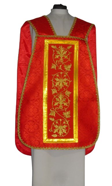 Ornat rzymski czerwony, rozeta IHS (54) - zdjęcie 2 - Ornat rzymski czerwony, rozeta IHS (54)