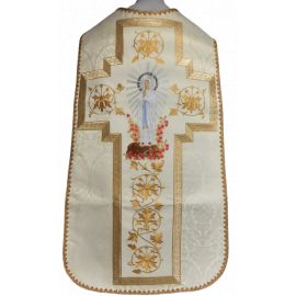 Ornat rzymski haftowany z wizerunkiem MB z Lourdes - Ornaty Maryjne - Nowość