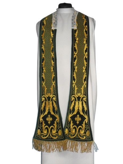 Ornat rzymski zieleń haftowany motyw eucharystyczny, aksamit (74) - zdjęcie 3 - Ornat rzymski zieleń haftowany motyw eucharystyczny, aksamit (73)