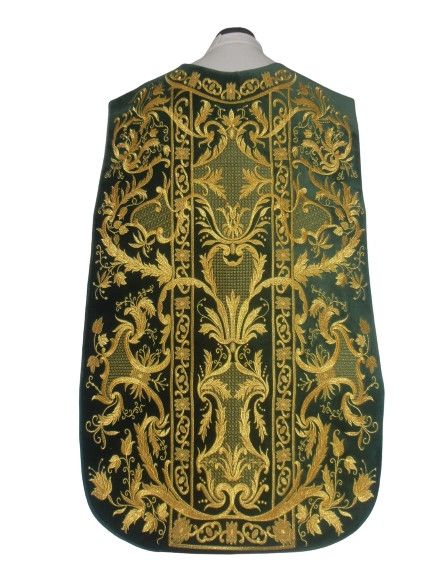 Ornat rzymski zieleń haftowany motyw eucharystyczny, aksamit (74)