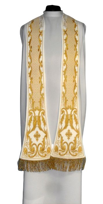 Ornat rzymski biały haftowany motyw eucharystyczny, aksamit (73) - zdjęcie 3 - Ornat rzymski biały haftowany motyw eucharystyczny, aksamit (73)